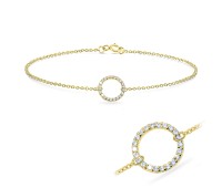 Oval Shape with CZ Stone Bracelet BRS-516-GP